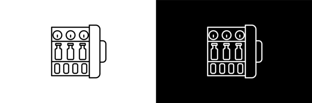 minibar outline icons in hotel category. White and Black style linear minibar icon