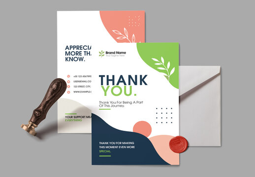 Modern Abstract Thank You Card Template with Minimal Corporate Design