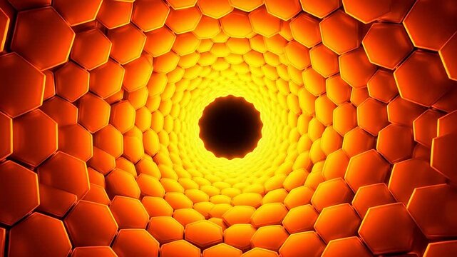 Glowing Hexagonal Honeycomb Grid Flowing with Radiant Color Transitions