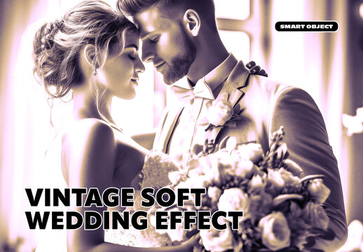 Vintage Soft Wedding Photo Effect Design Template