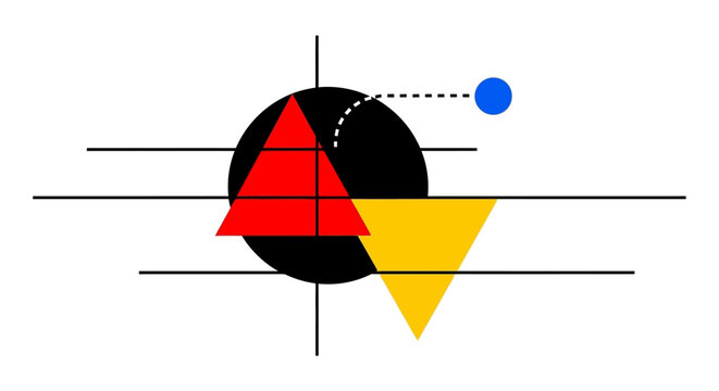 Abstract Geometric Composition with Shapes and Dots