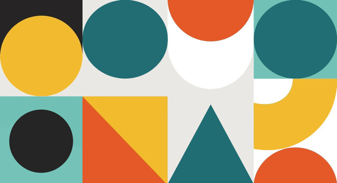 Modern geometric abstract pattern background with circles and triangles