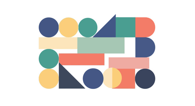 Abstract geometric shapes illustration with pastel colors