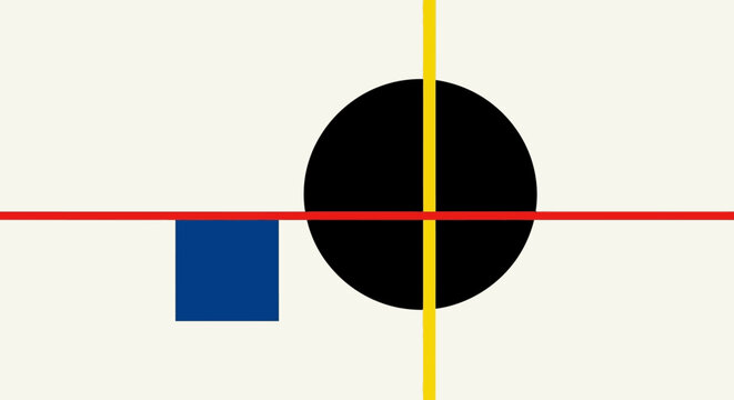 Minimalist Geometric Composition: Circle, Square, Lines