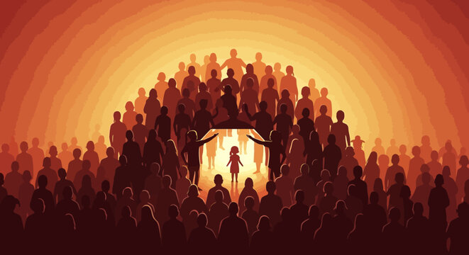 Group of Diverse People Standing in Circle.