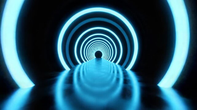 Minimalist 3D sci-fi animation featuring smooth dolly camera movements.