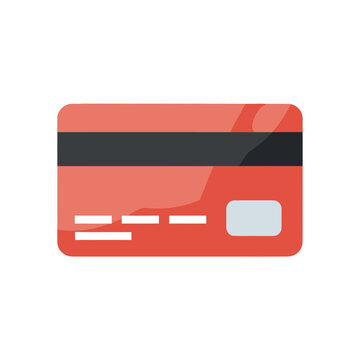 Red credit card with black stripe.