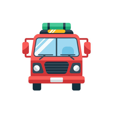 Red Fire Truck Front View.