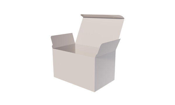 Empty White Open Cardboard Packaging Box Mockup Isolated On Transparent Background-3D render