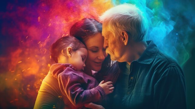 A timeless celebration of the unbreakable bond shared across three generations in a vibrant, ethereal world.
