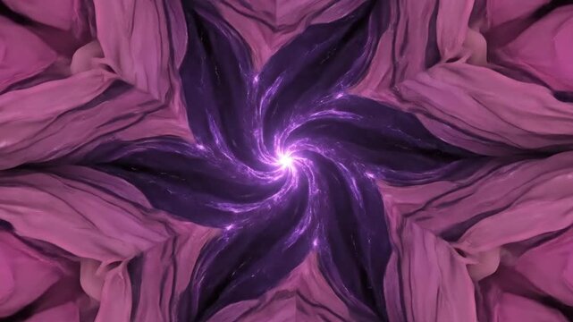 Abstract floral pattern with pink and purple colors in a symmetrical design