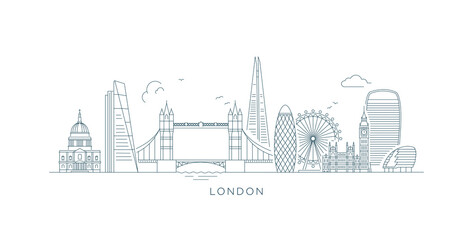 Obraz na płótnie Canvas Minimal line art illustration of the London skyline