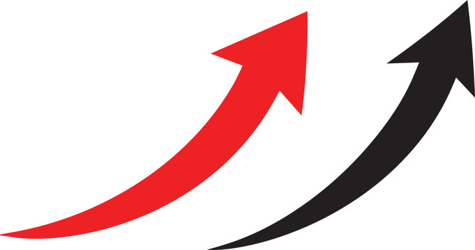 Upward curved arrow icons in red and black color Vector