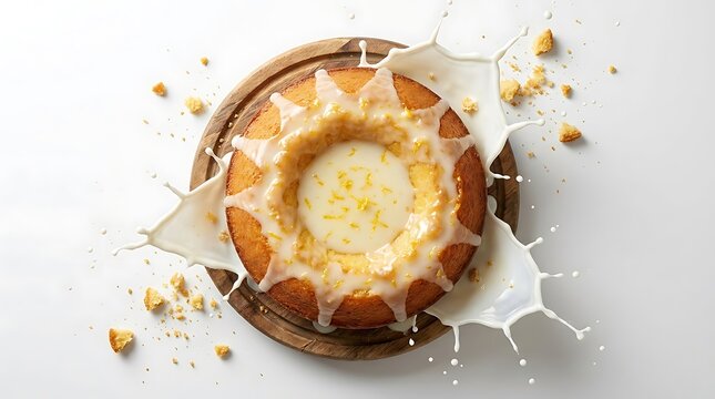 Shattered plate with milk splashing
