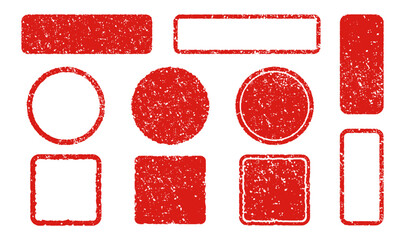 ハンコ風の枠、スタンプのように見えるの赤い飾りフレーム（文字なし）