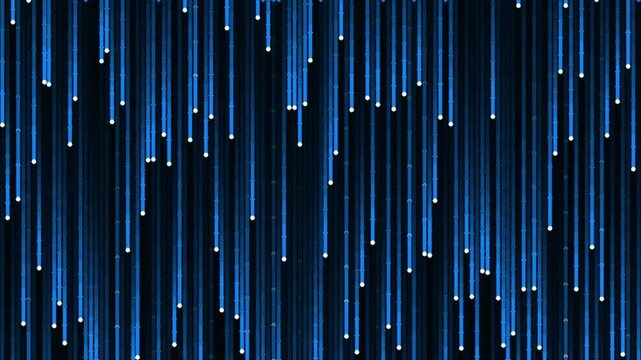 Abstract digital rain pattern animation blue light particles black background