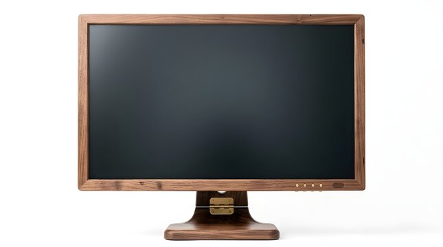 Handmade Monitor on White Solid Background, Custom Built Display Design with Unique Craft Finish, Modern Computer Screen Concept for Tech Enthusiasts and Makers
