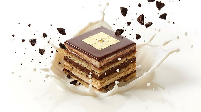 Delicious chocolate cake exploding with chocolate pieces