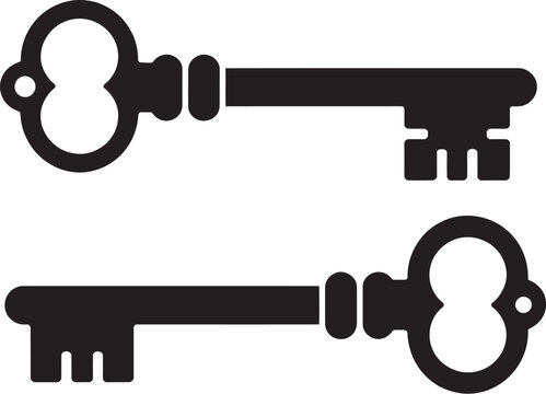 Old key icon vector illustration antique skeleton key symbol representing security access mystery and vintage lock mechanism design concepts for branding and interface use.