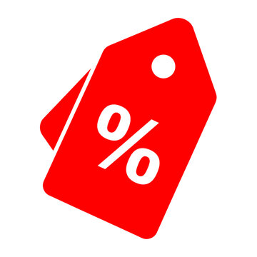 Red Percent Off Discount Tag Icon.