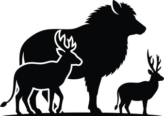 Lion Deer Antelope Silhouettes © Rahima