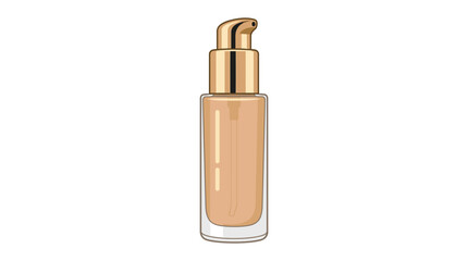 Naklejka premium Elegant bottle of liquid foundation with a gold pump dispenser, showcasing a smooth, creamy texture ideal for makeup application
