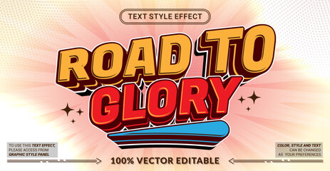 Obraz na płótnie Canvas Editable “Road to Glory” text effect featuring bold dimensional lettering, strong athletic styling, and victory-inspired typography for champions and ambitious brands.