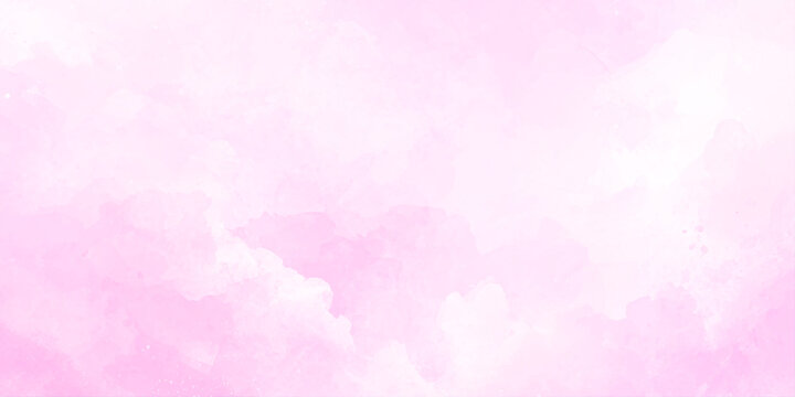Soft pink watercolor background with white clouds and subtle texture for design and artistic projects