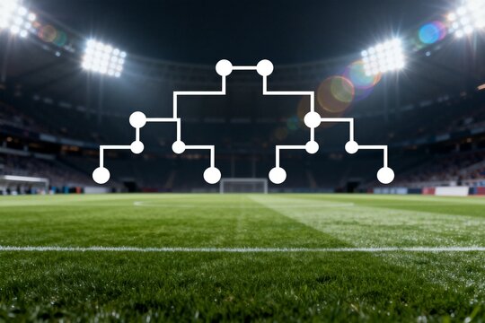 Football stadium with tournament bracket overlay