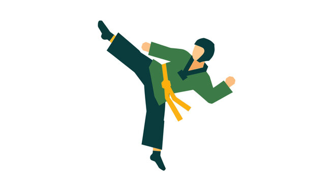 Dynamic high kick martial arts action pose illustration.
