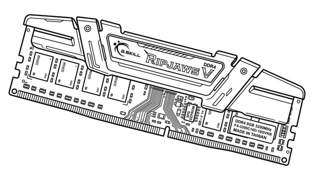 Advanced ddr4 ram stick illustration displaying memory chips and brand logo for hardware upgrades.