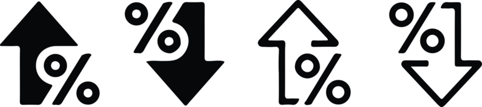 percentage growth up down arrow icon set vector 