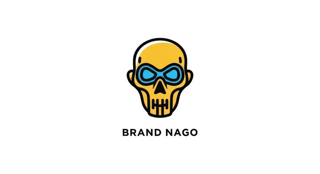 Brand logo with skull icon.