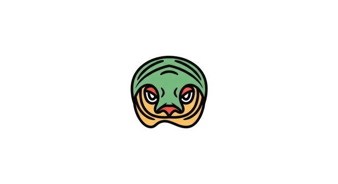 Green cartoon frog face closeup.