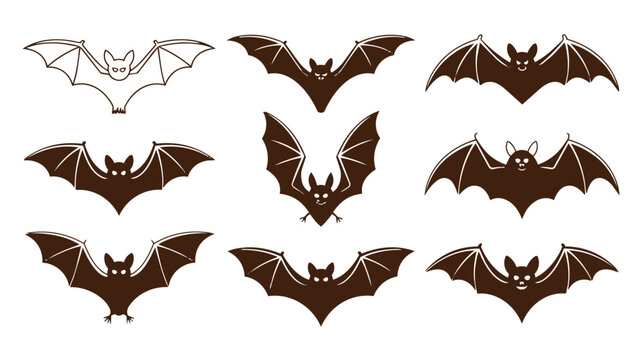Set of black flying bats for halloween decoration Vector