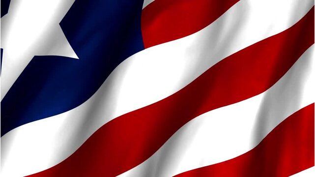 The flag of Liberia waving in america with motion graphic usa
