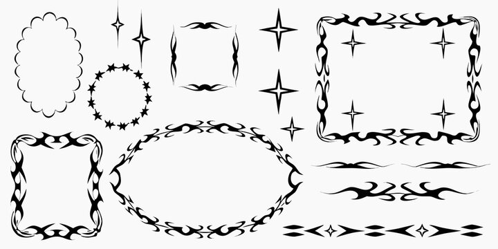 tribal flame borders vector black and white