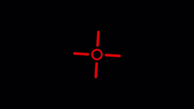  animated Vibrant Rose-Red 2D motion graphic in 4k animation with alpha cannel sharp digital crosshair glowing precision on transparent background 
