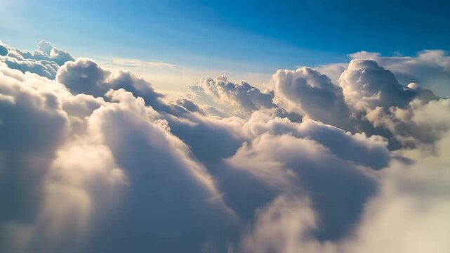 POV fly through clouds in the sky
