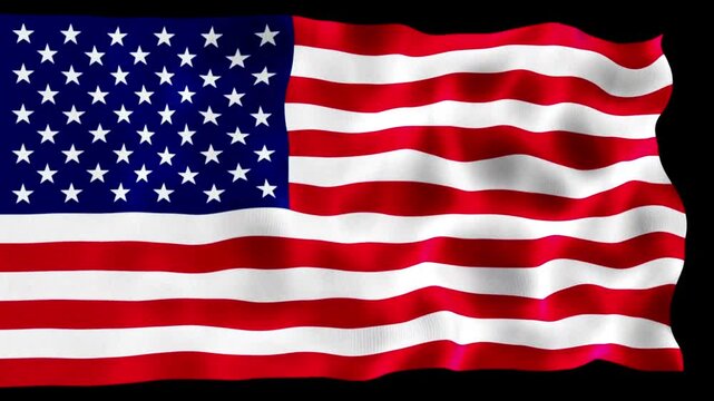 The American flag waves motion graphically across the USA in America