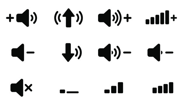 Collection of sound and volume control icons vector illustration set.