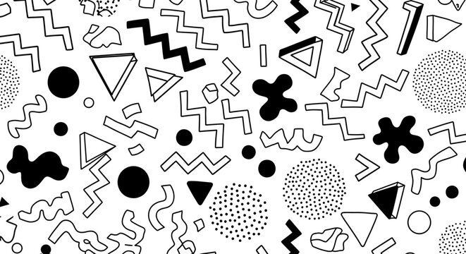 Retro 80s Memphis style pattern graphic design, geometric shapes background