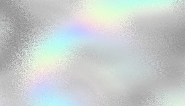 Colorful iridescent, holographic rainbow foil texture, gradient background for prints. Noise textured surface.
