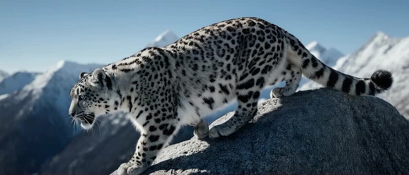Snow leopard in the snow
