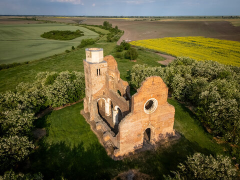 13th Century Araca Church Ruins in Serbia Aerial View of Medieval Heritage Site