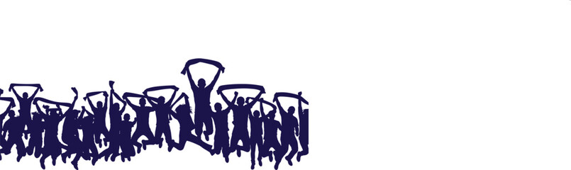 Fototapeta premium Fifa world cup fans celebration silhouette of cheering crowd with raised arms