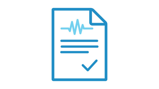 Medical report icon, heartbeat health document, clinical test result