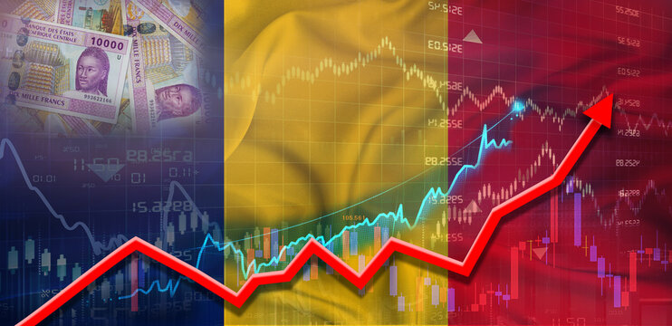 Chad financial growth on market graph. Chad economic growth on financial graph background