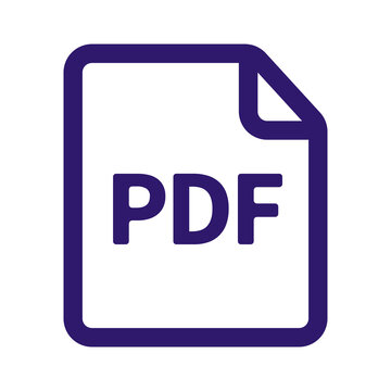 Pdf document icon dark blue outline isolated on transparent background