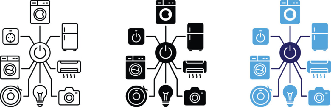 Smart home automation iot internet of things connected devices vector icons illustration.
